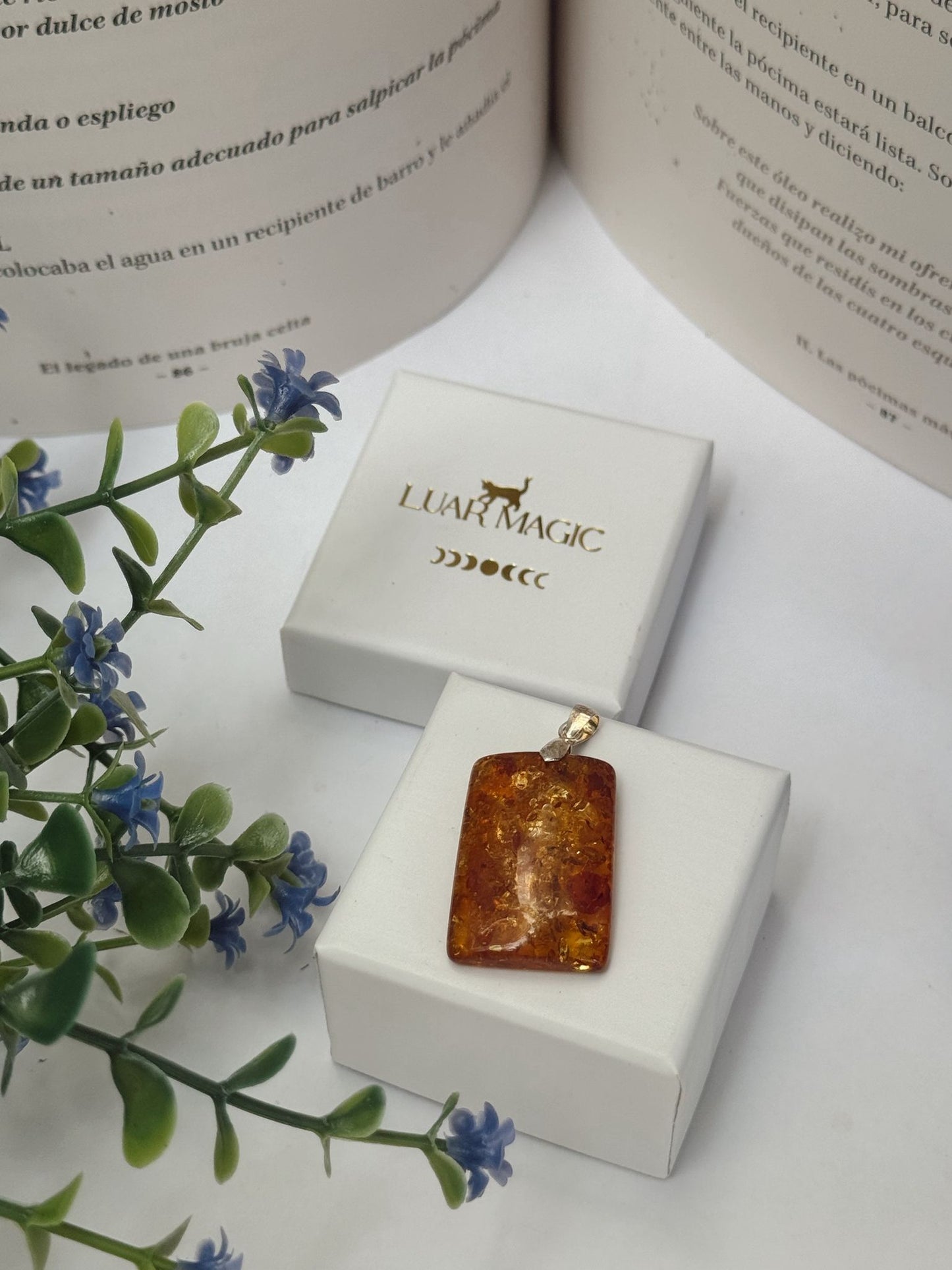 Colgante de ámbar plata