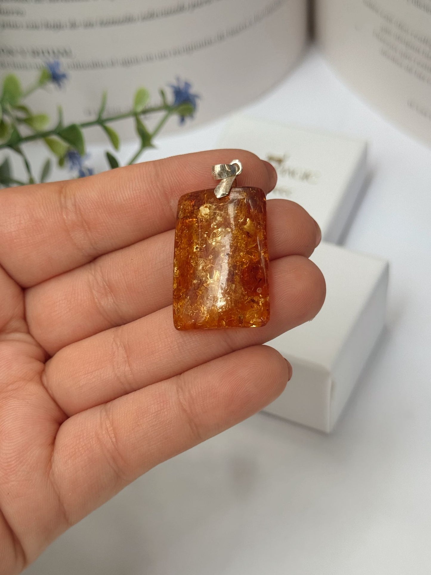 Colgante de ámbar plata