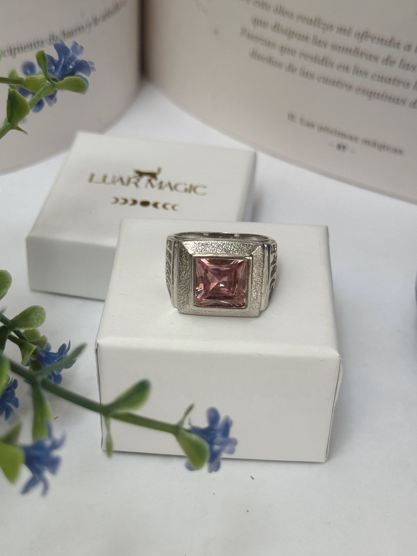 Anillo Exclusivo de Cuarzo Rosa en Plata de Ley 925 – Hecho a mano