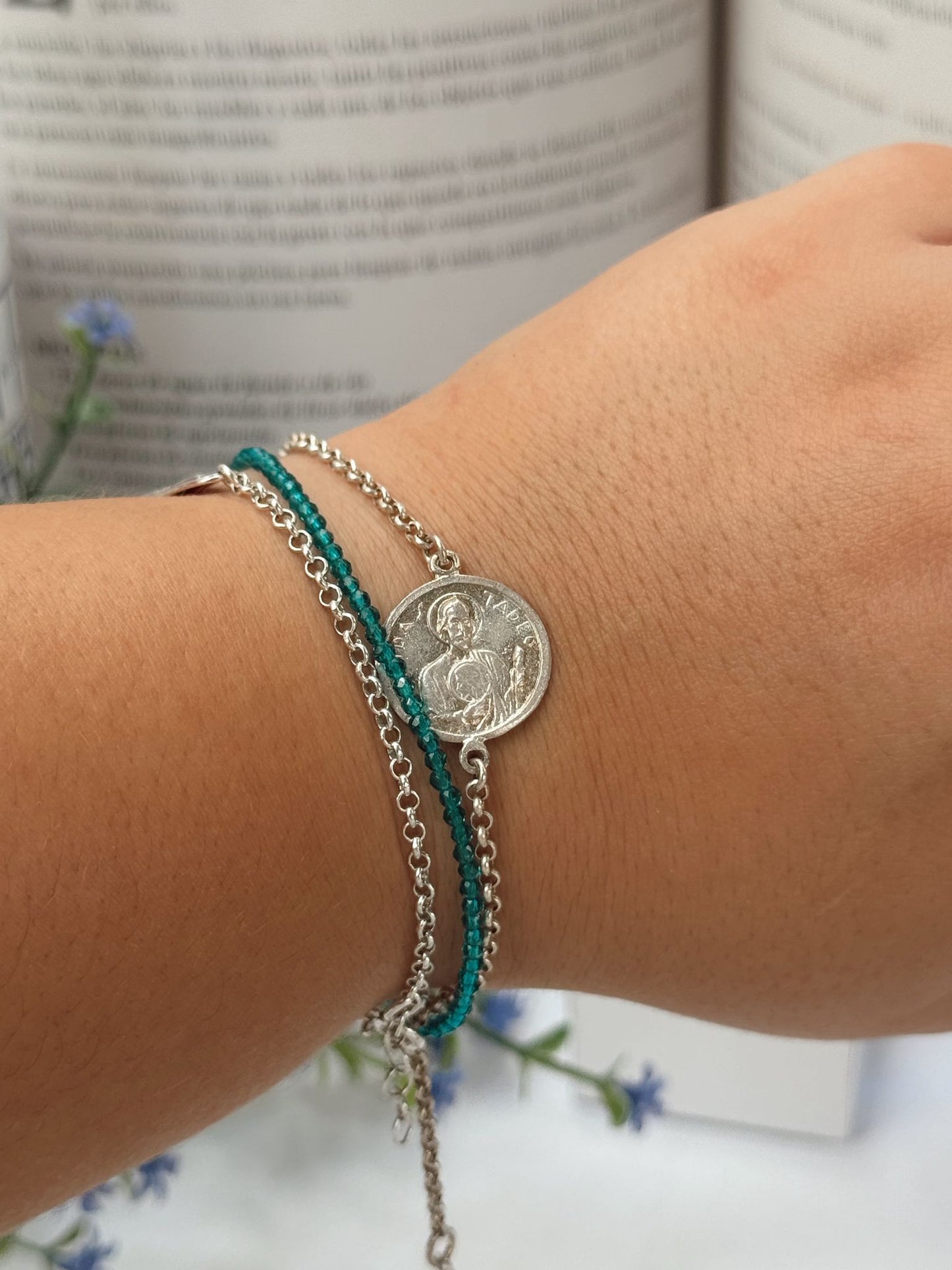 Pulsera de San Judas Tadeo en Plata de Ley 925