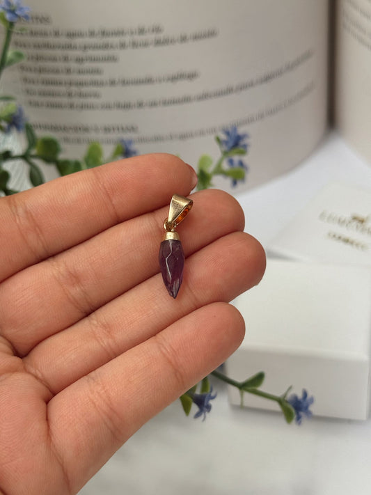 Colgante Colmillo de Amatista en Acero Inoxidable