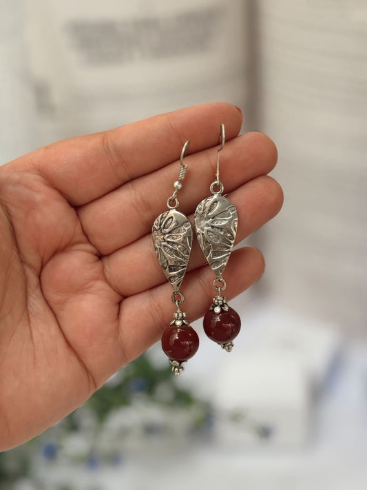 Pendientes Exclusivos de Cenefas con Carneola en Plata de Ley 925