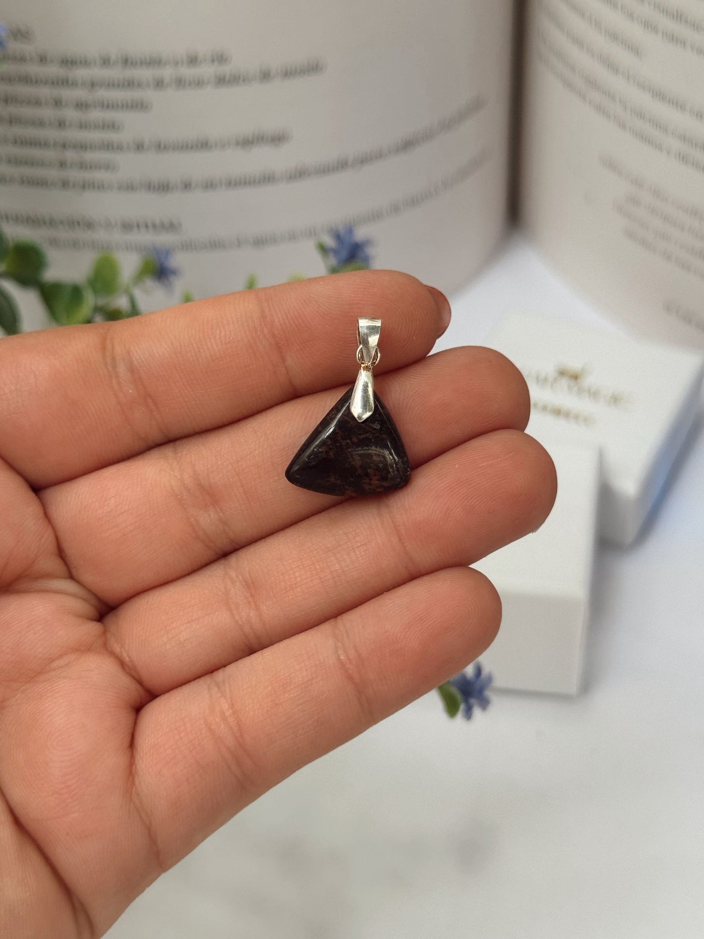 Colgante de Obsidiana Caoba en Plata de Ley 925