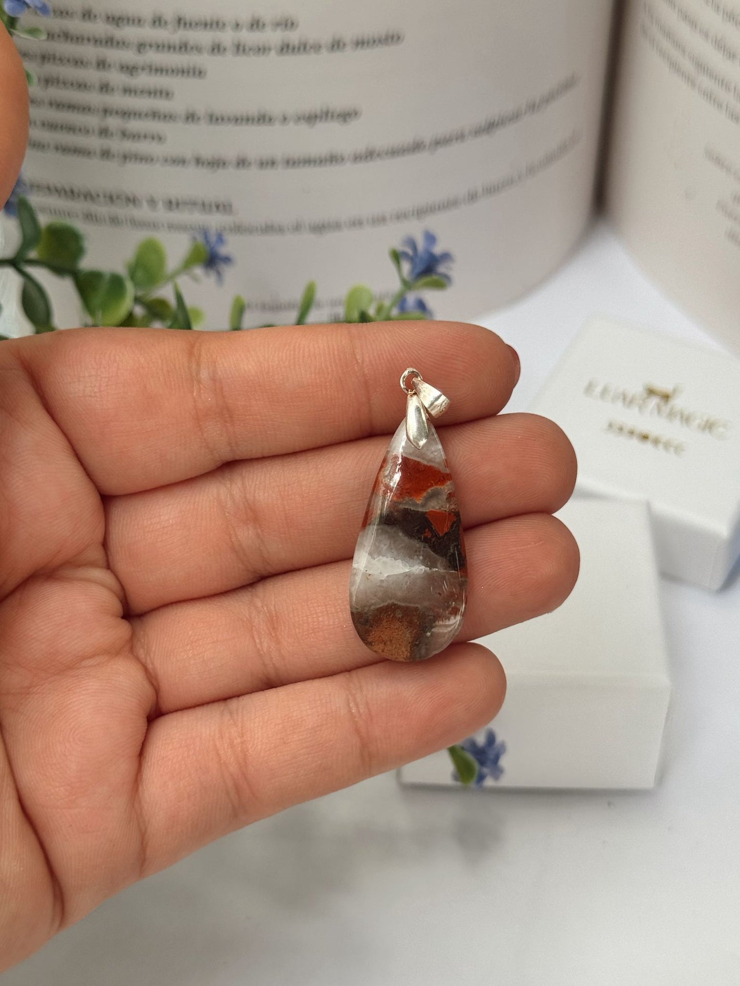 Colgante de Jaspe Rojo en Plata de Ley 925