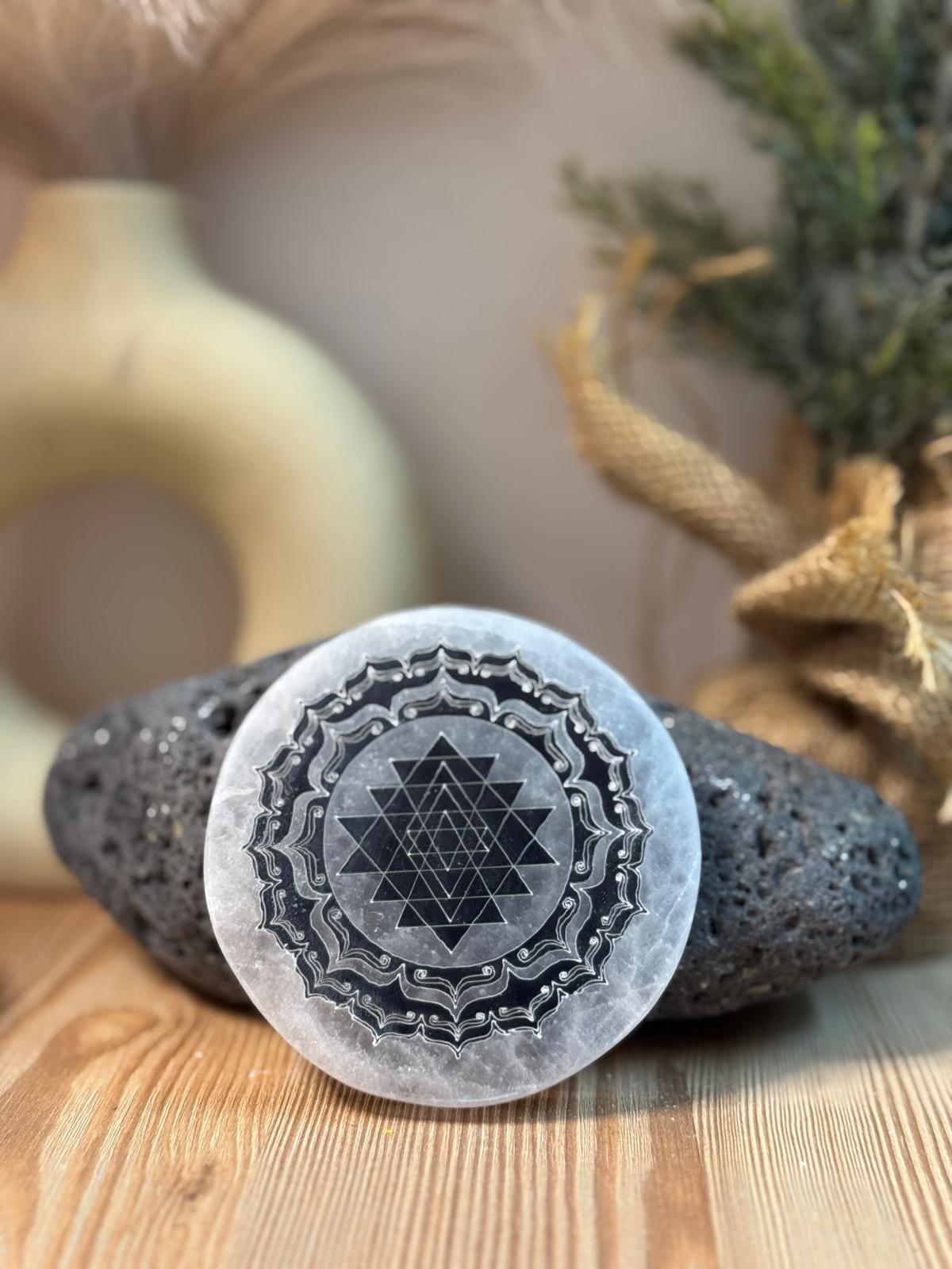 Placa de Selenita Sri Yantra