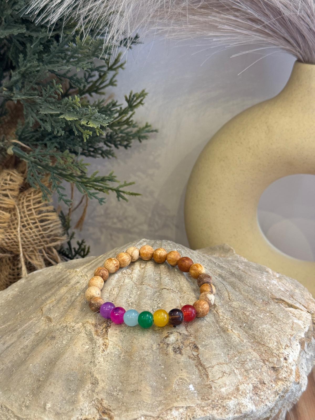 Pulsera palo Santo y 7 chakras de mineral