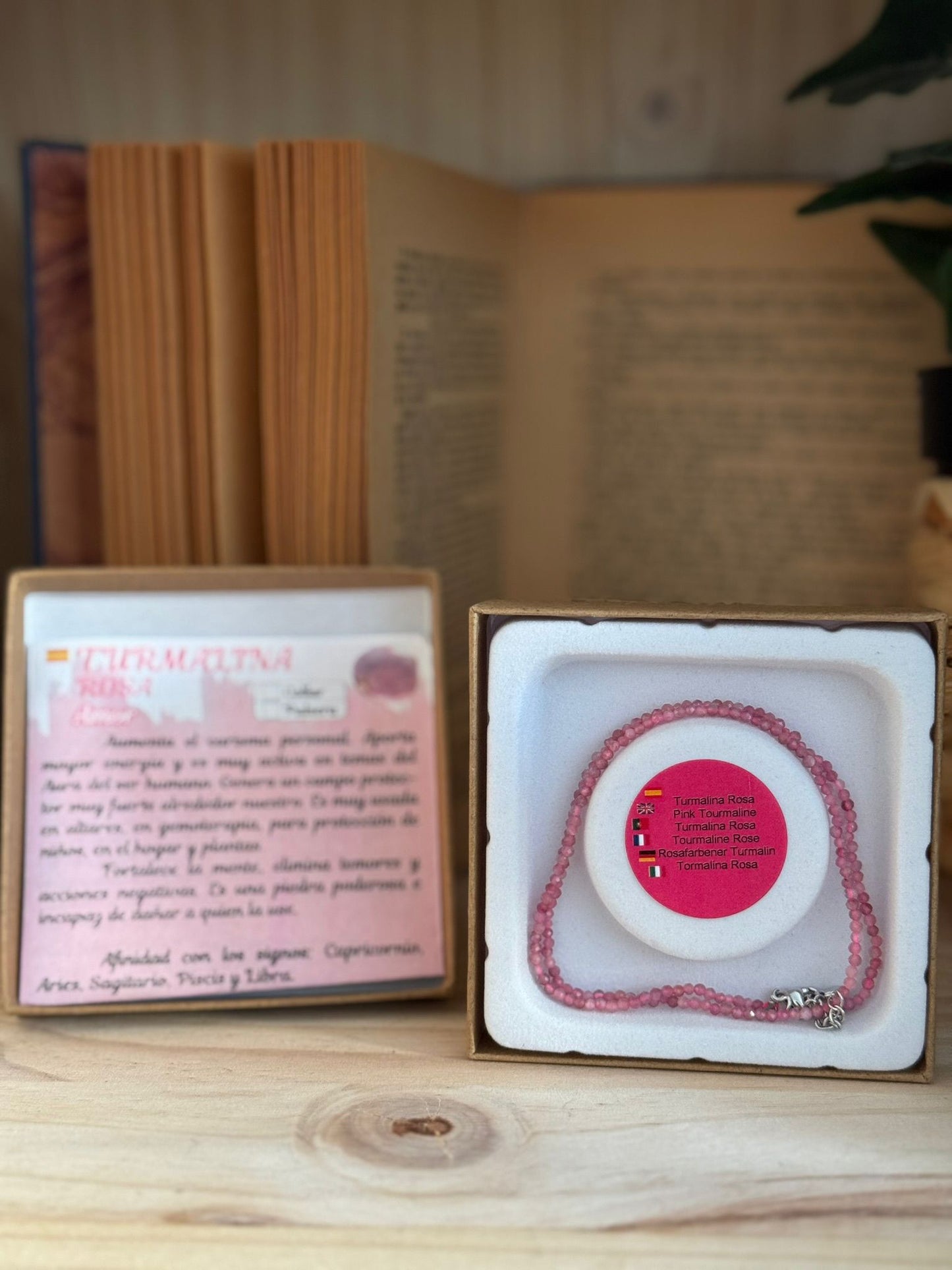 Collar y Pulsera de Turmalina Rosa