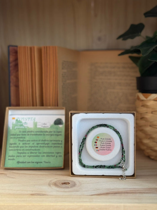 Collar y Pulsera de Rubí en Zoisita – Calidad Extra