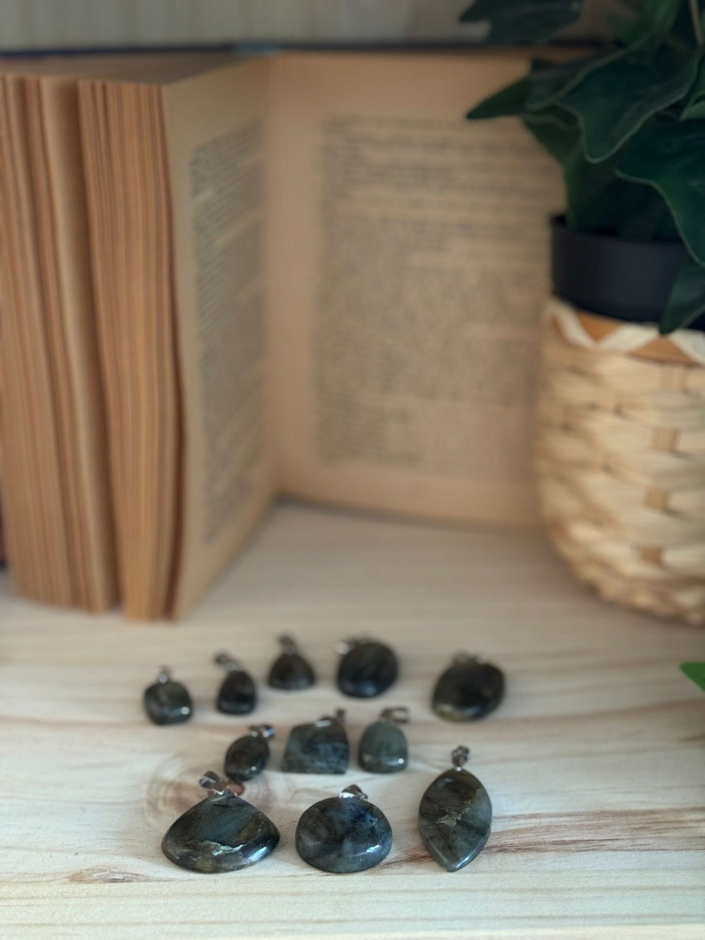 Colgantes calidad extra labradorita acero inoxidable