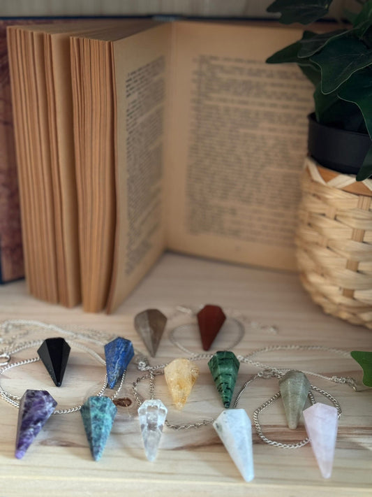 Péndulos de minerales a Elegir – Calidad Extra con Cadena de Acero