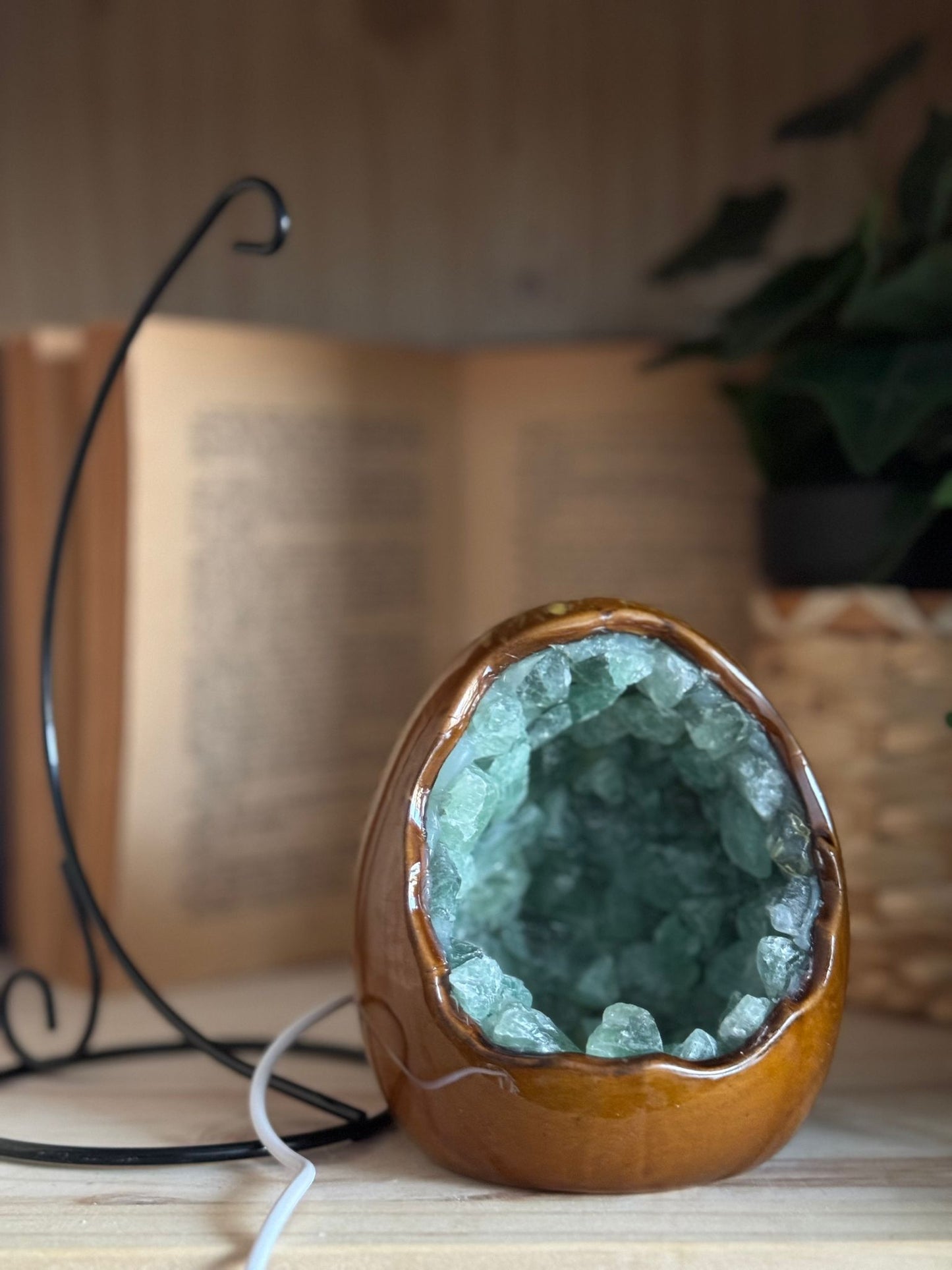 Lámpara huevo fluorita verde