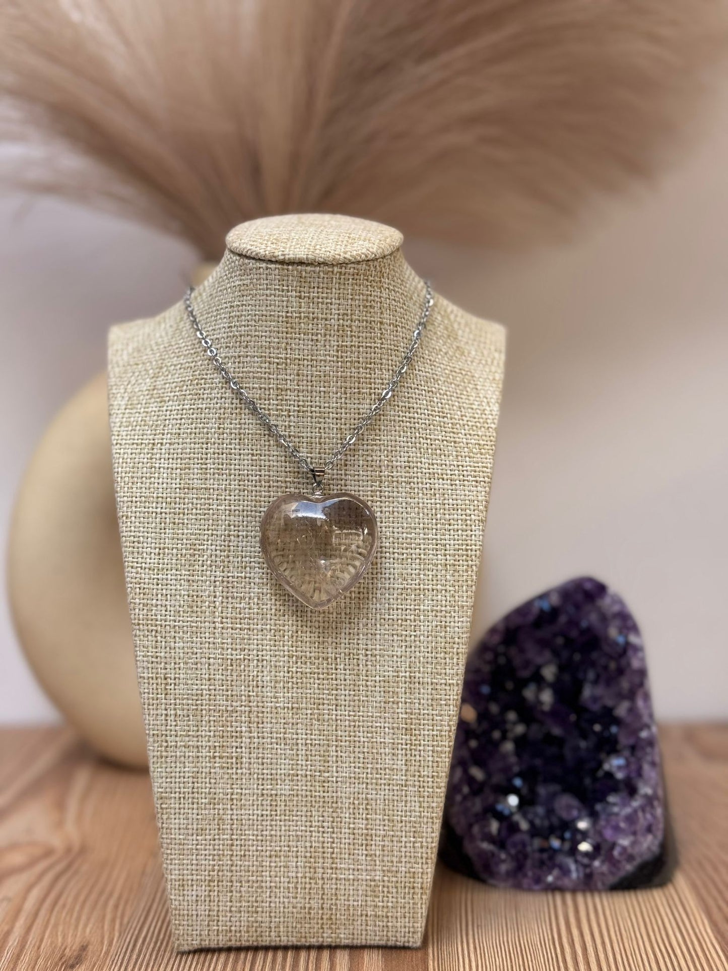 Colgante Corazón de Cuarzo Ahumado en Plata 925