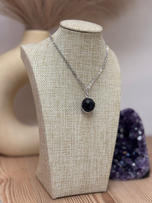 Colgante Bola de Azabache Facetado en Plata 925