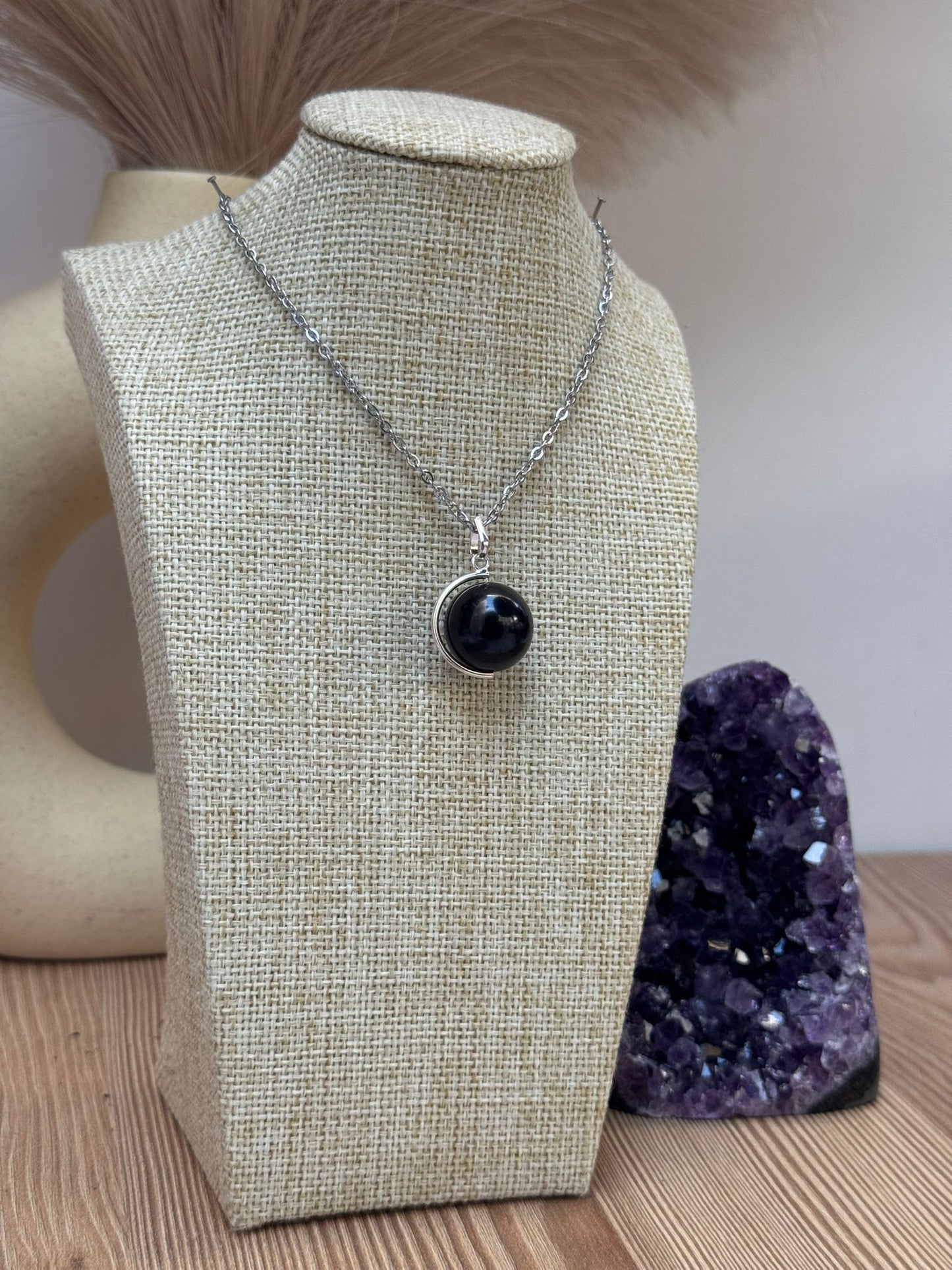 Colgante Bolita de Azabache en Plata 925