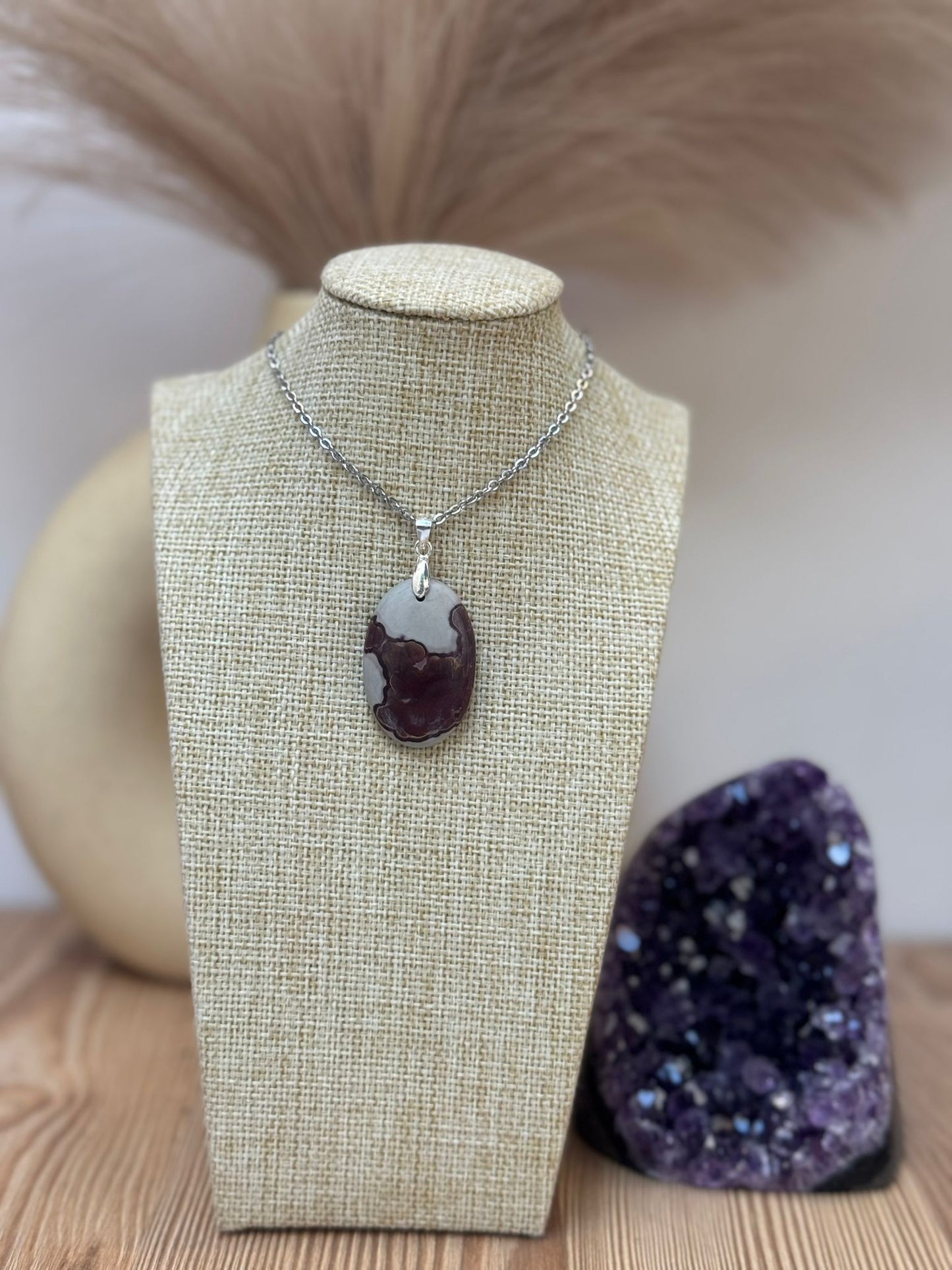 Colgante de jaspe café en Plata 925