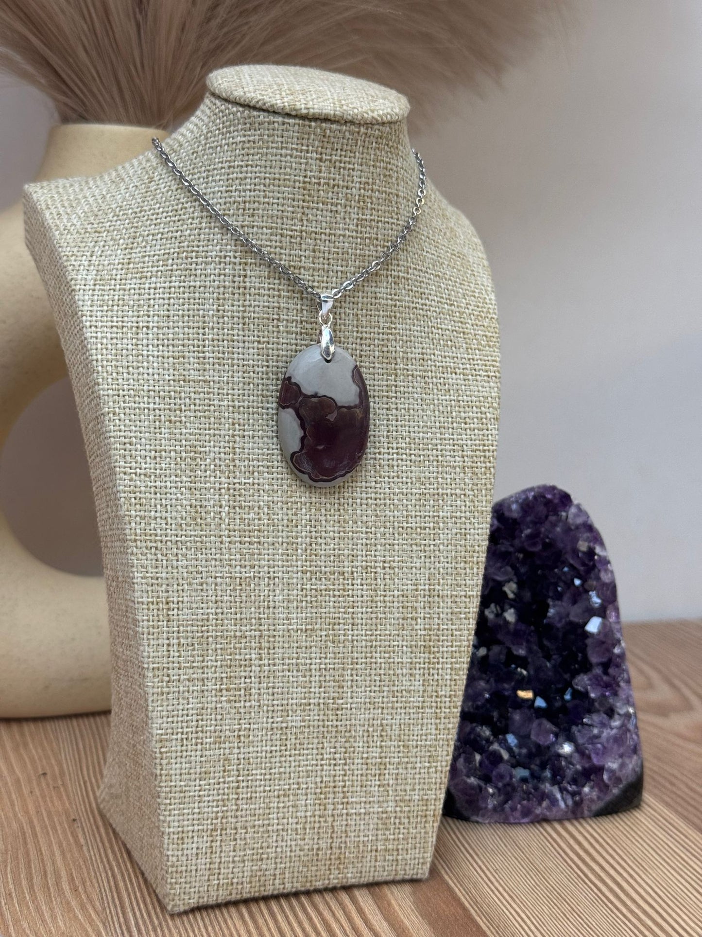 Colgante de jaspe café en Plata 925