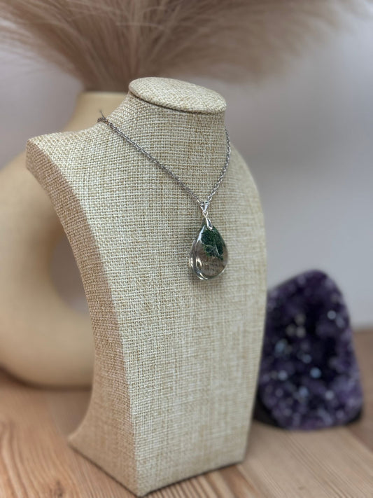 Colgante de Cuarzo Chamánico (Cuarzo Jardín) en Plata 925