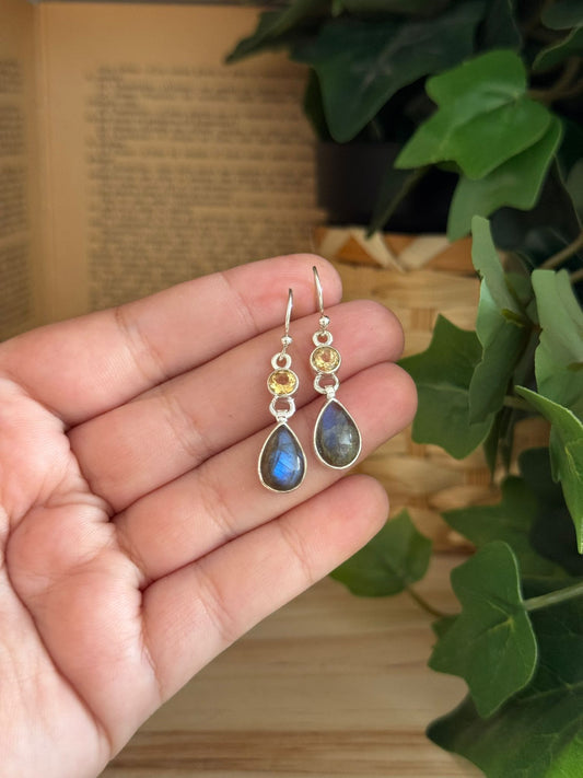 Pendientes de Labradorita y Citrino en Plata 925