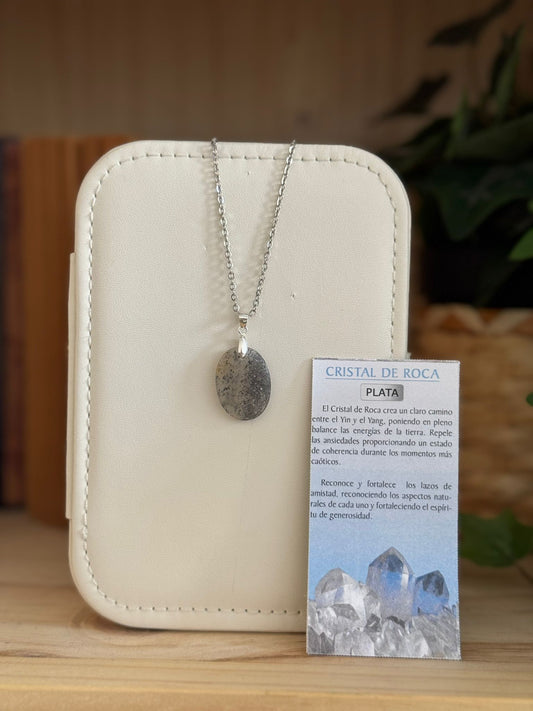 Colgante de Cuarzo Blanco con Pirita plata 925