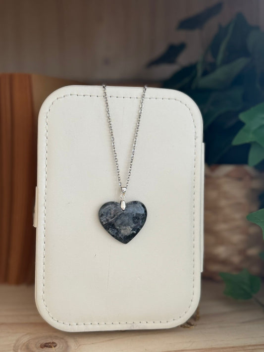 Colgante Corazón de Larvikita plata 925