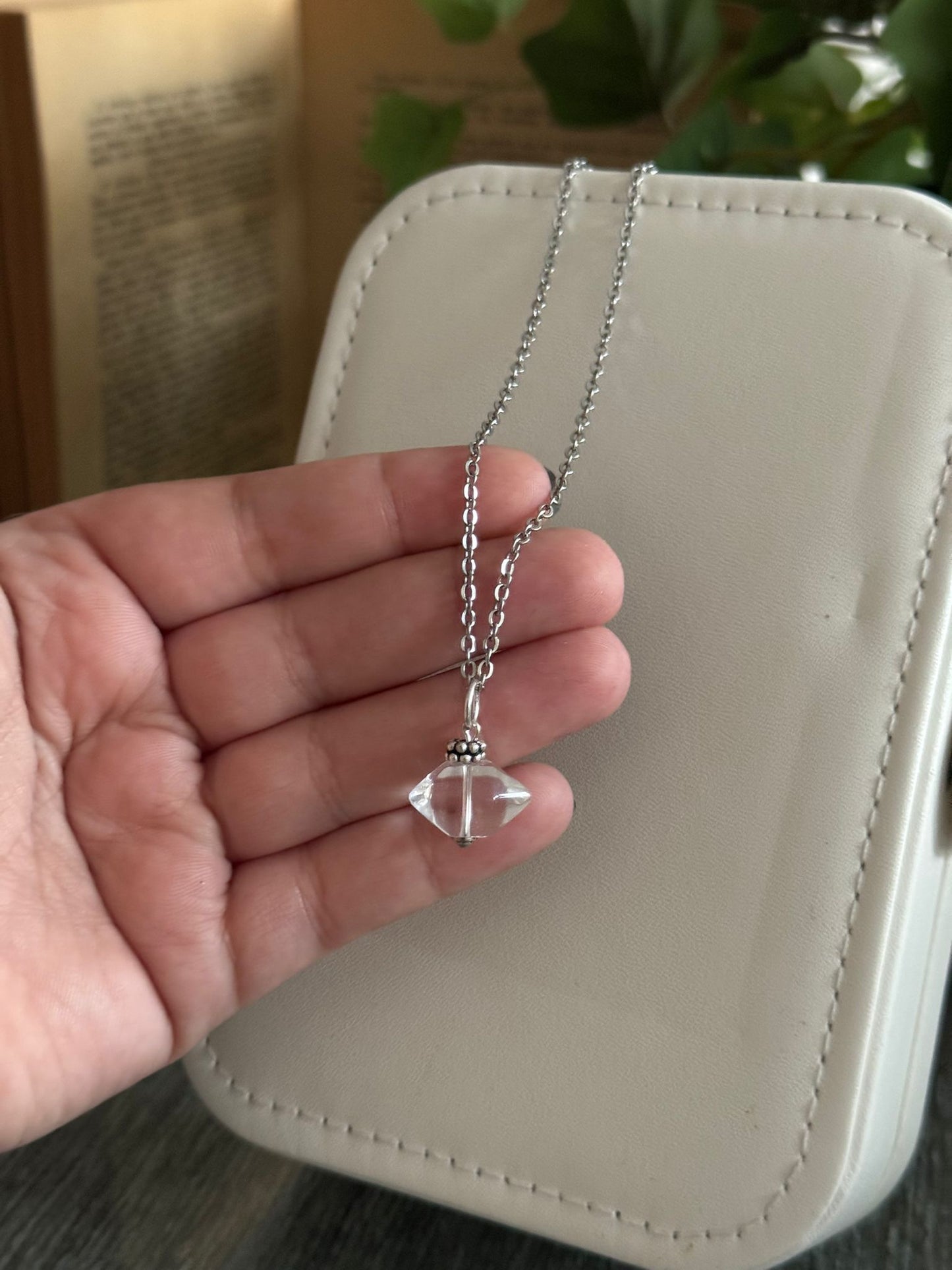 Colgante cuarzo herkimer doble punta