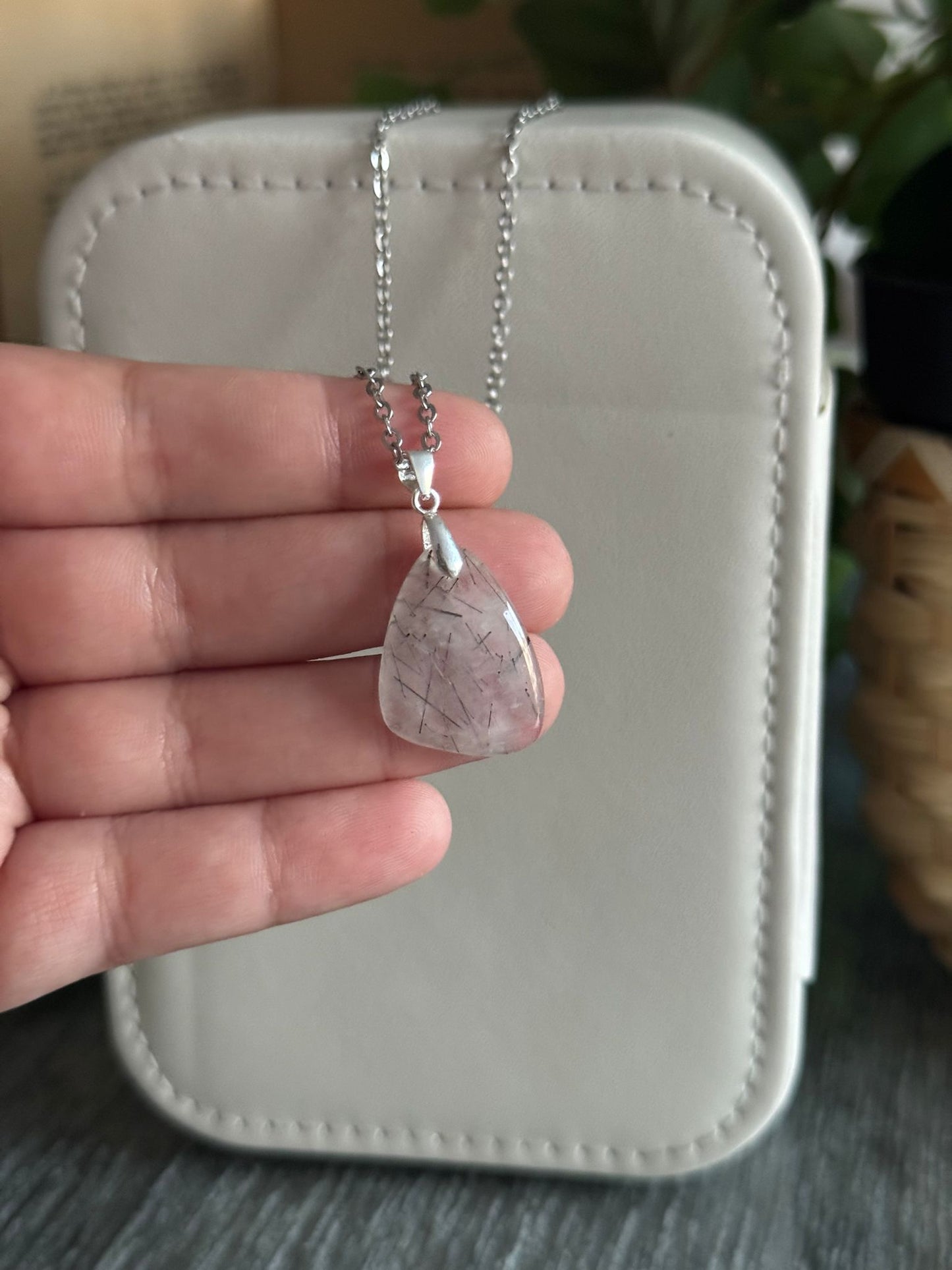 Colgante Turmalina Matrix (Turmalina con Cuarzo Blanco) plata 925