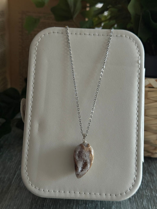 Colgante Concha de Mar con Drusa de Cuarzo plata 925