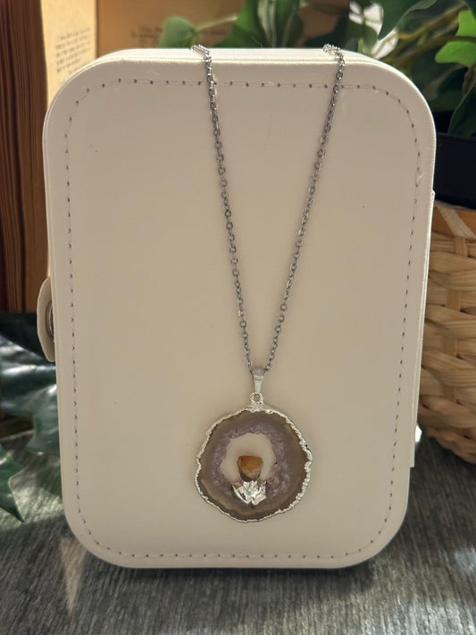 Geodino de Ágata Ángel con Citrino en Plata 925