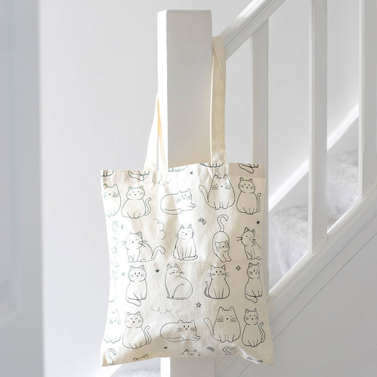 Bolsa de polialgodón con estampado de gato blanco