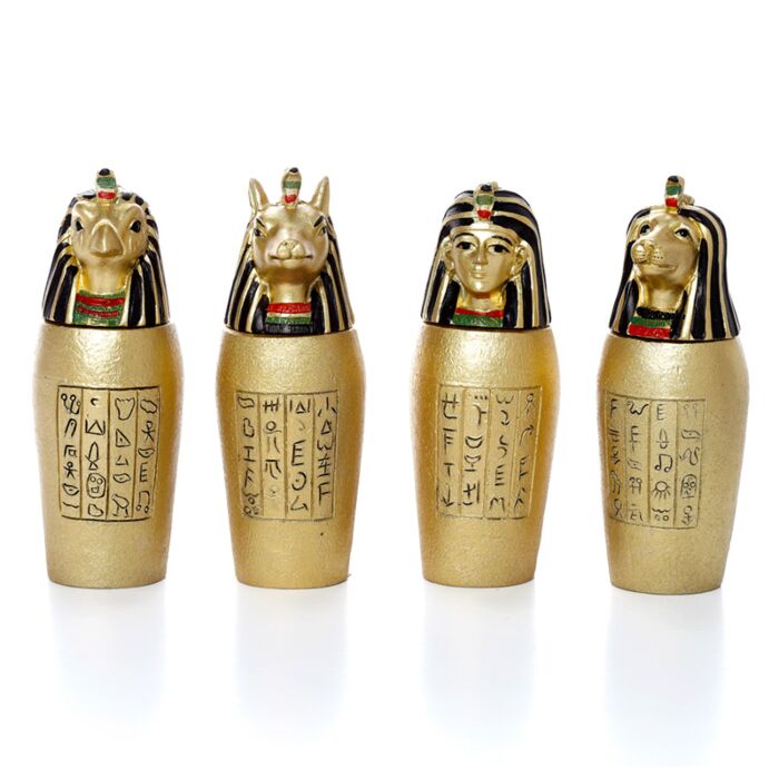 Vaso Canopo dioses Egipcios Dorados