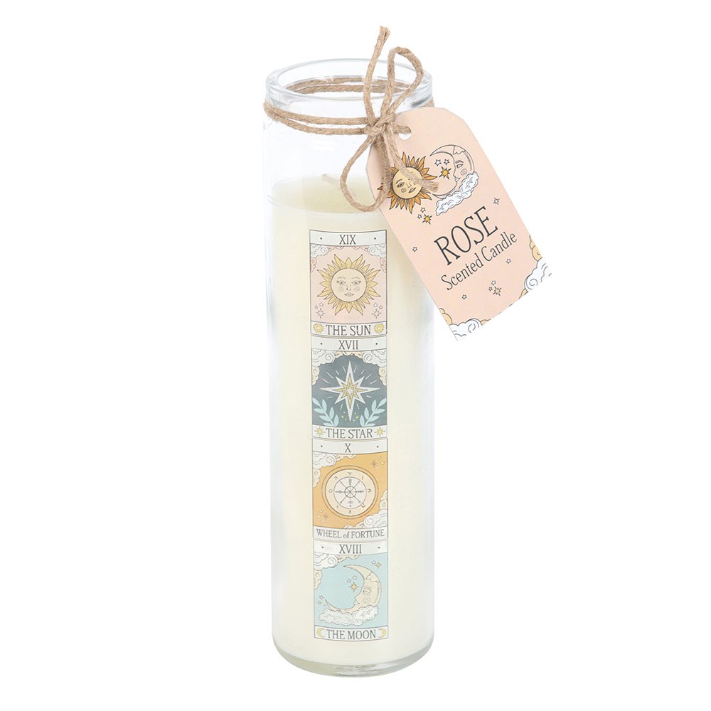 Vela de tubo vintage con rosa del tarot