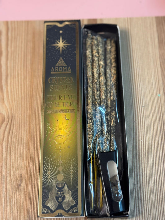 Incienso Ojo de Tigre con Cajita de Minerales Extra