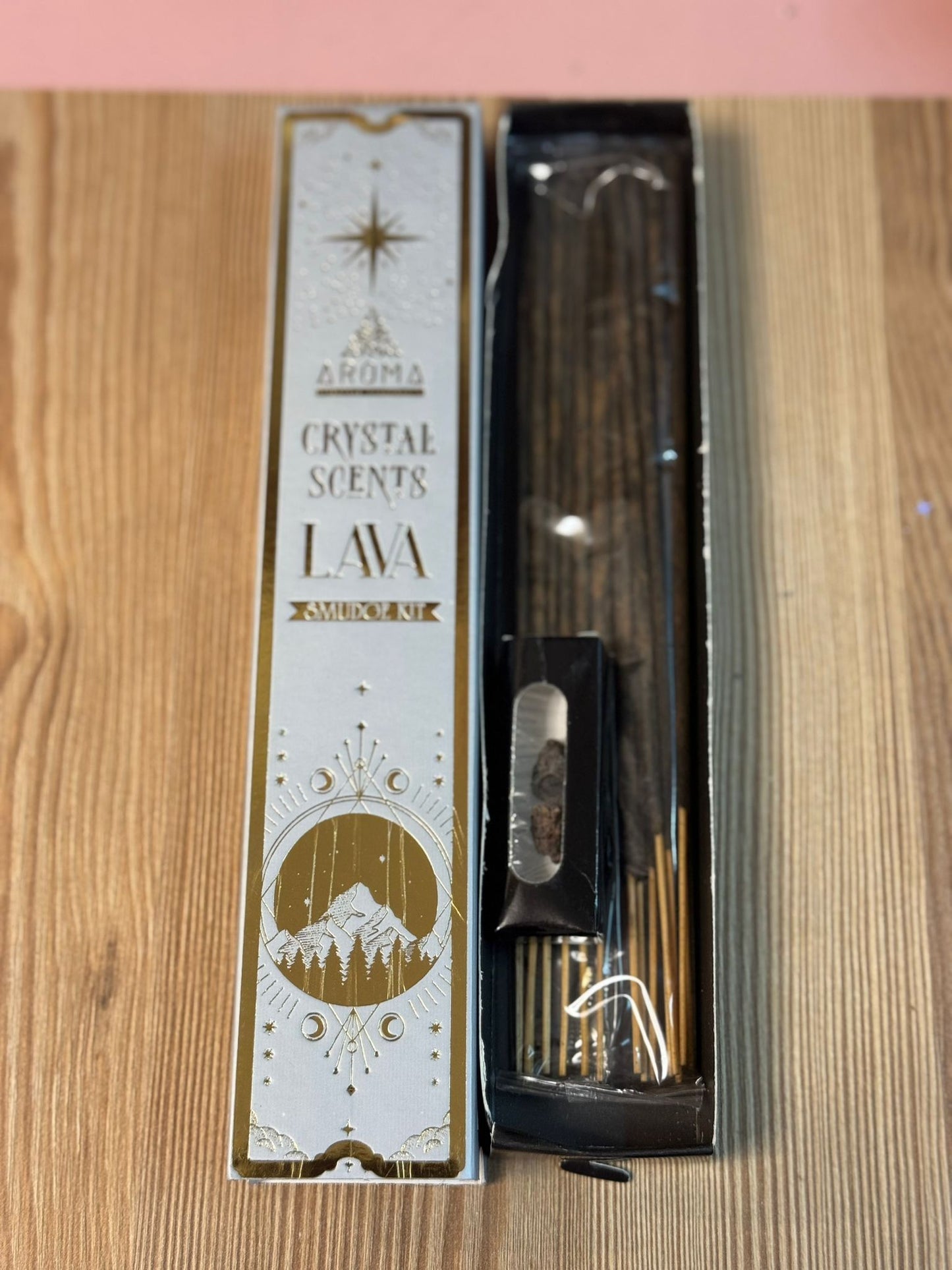 Incienso Lava Volcánica con Cajita de Minerales Extra