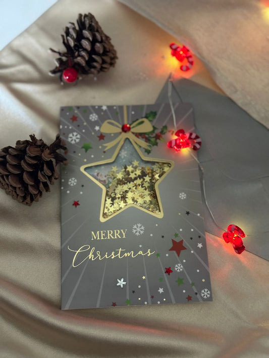 Postal Mágica de Navidad – Estrella de Nieve con Purpurina + Sobre