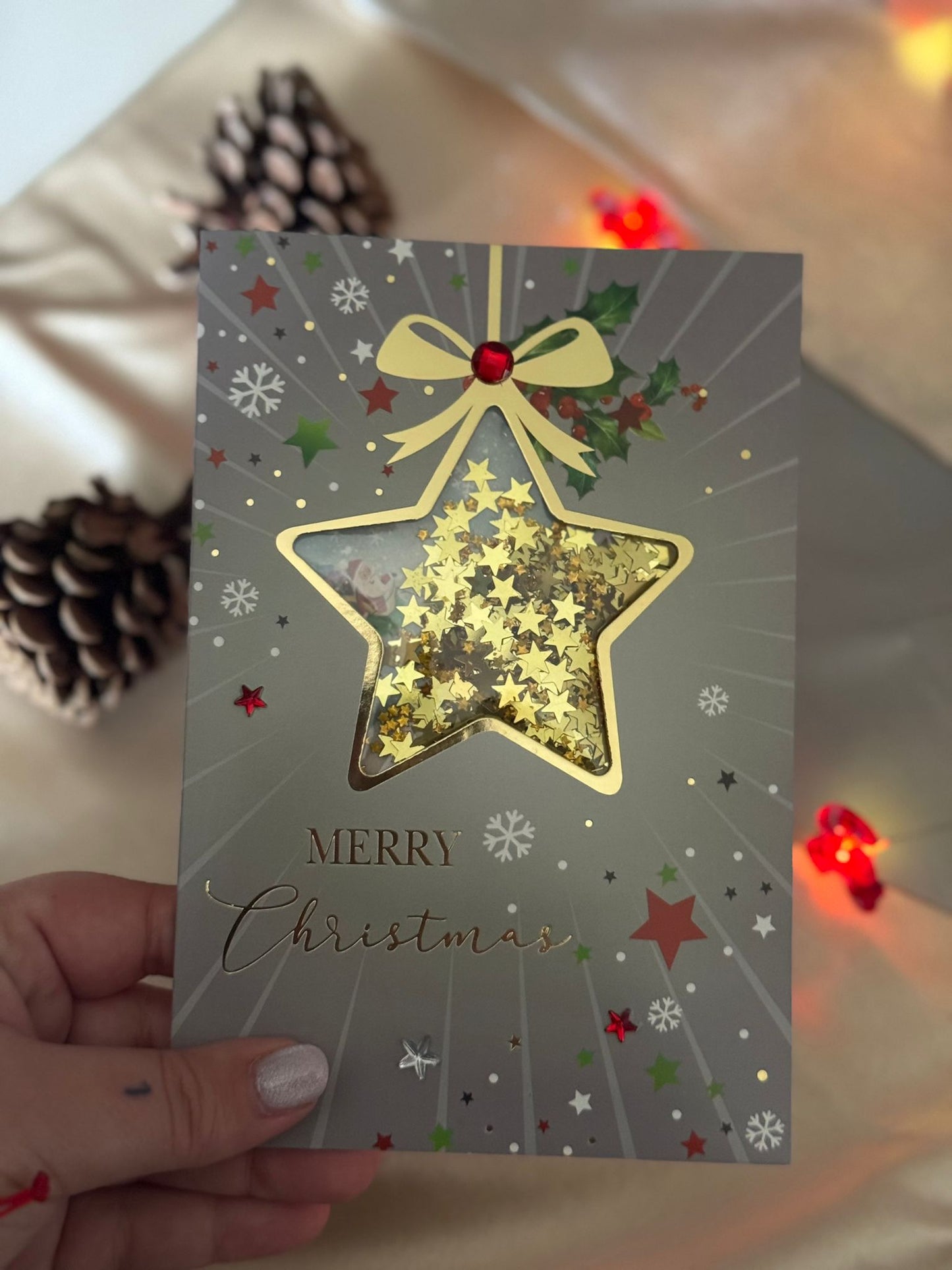 Postal Mágica de Navidad – Estrella de Nieve con Purpurina + Sobre