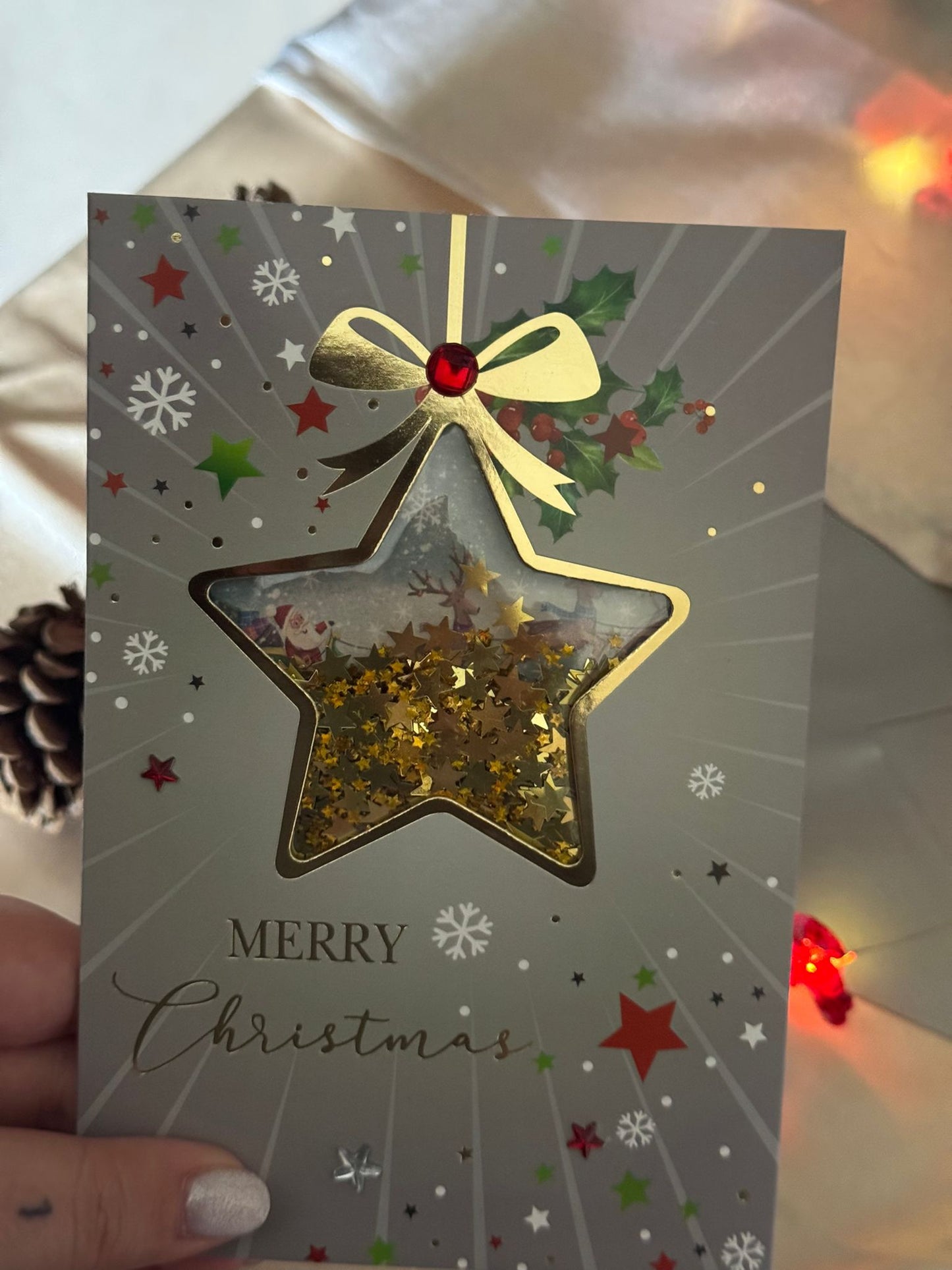 Postal Mágica de Navidad – Estrella de Nieve con Purpurina + Sobre