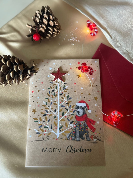 Postal Mágica de Navidad – Perrito con Detalles 3D + Sobre