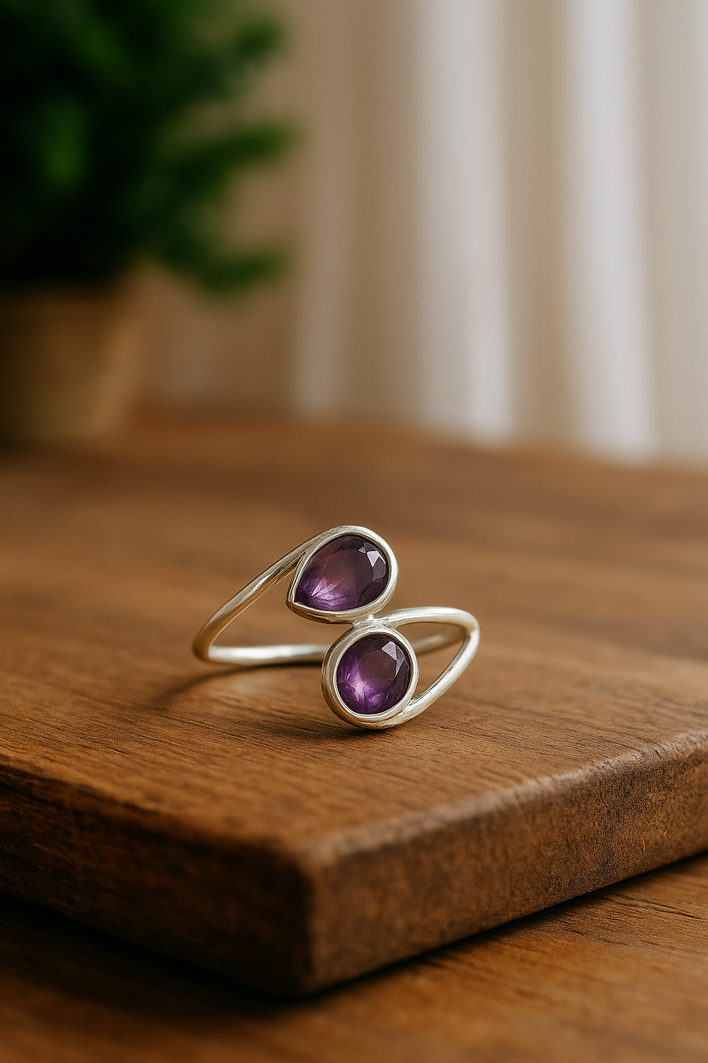 Anillo de Plata con Amatista ajustable