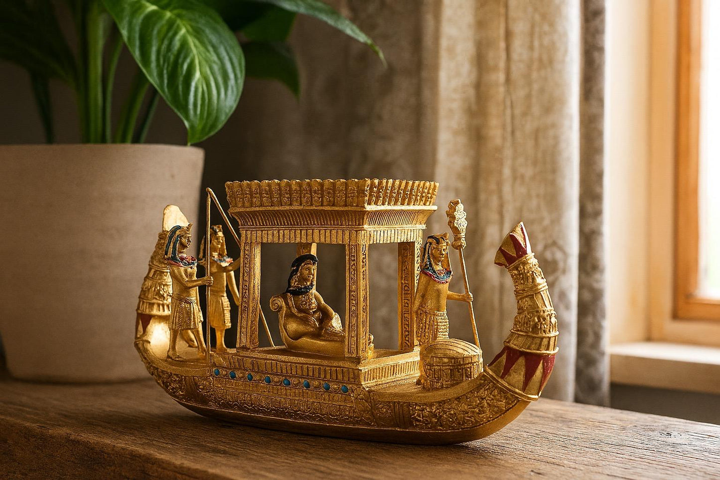 Barca Sagrada Egipcia – Figura Decorativa y Ritual