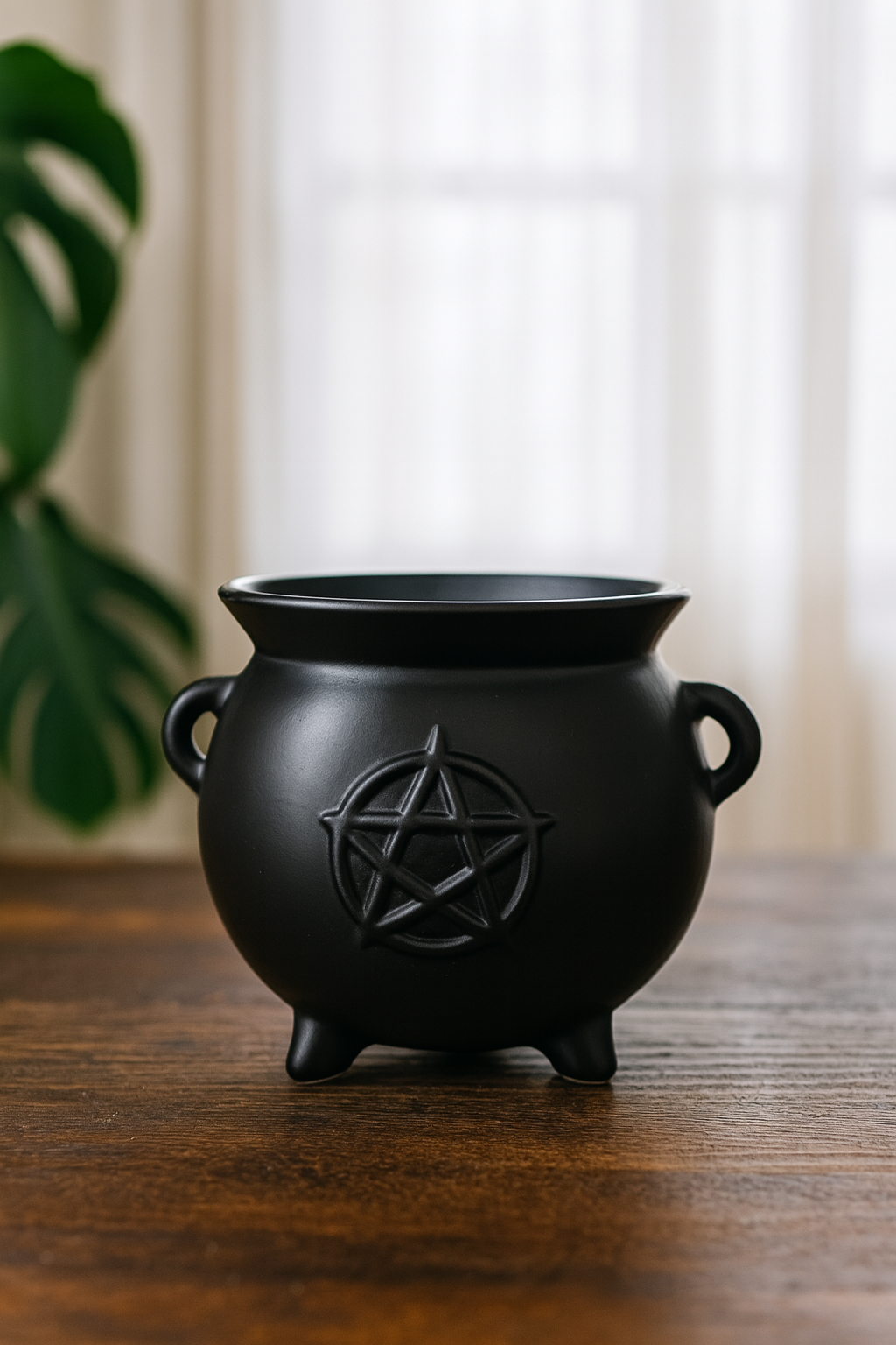 Quemador de Aceite de Cerámica Caldero de Brujas Negro