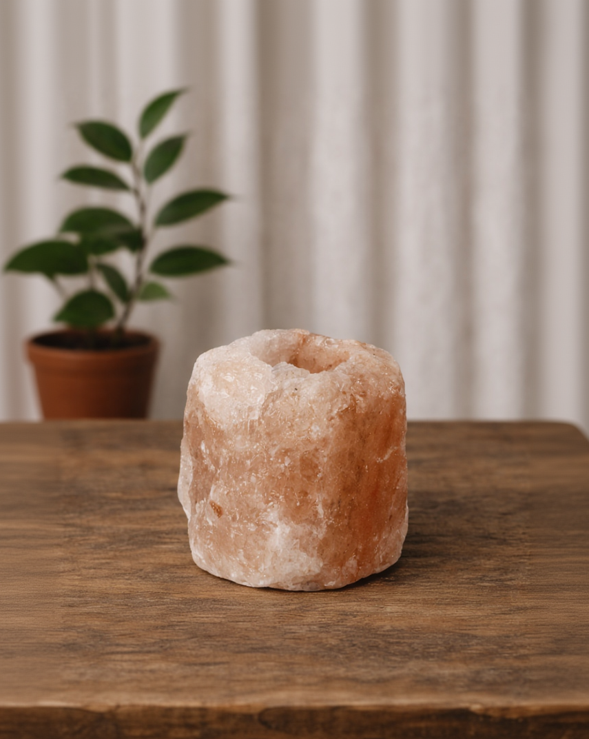 Portavelas de Sal del Himalaya – Guardián de Luz y Armonía Natural