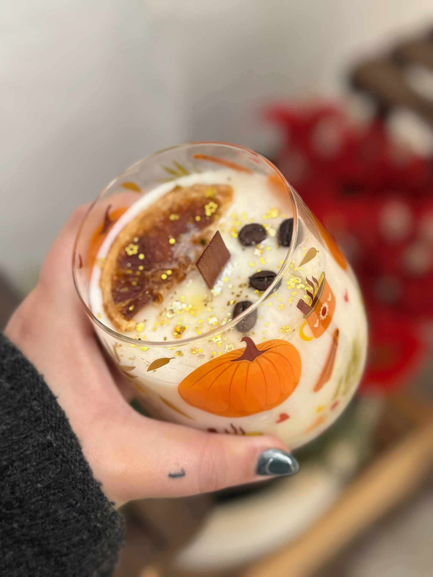 Vela otoñal vaso de cristal - Aroma Dulce y hogareño.