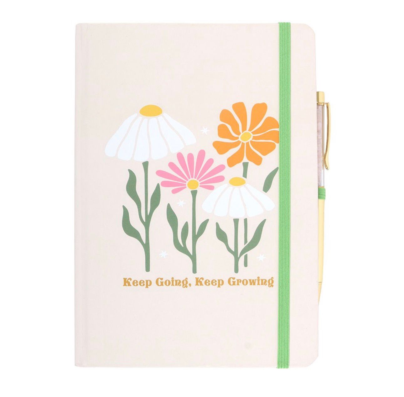 Libreta A5 con bolígrafo de Cuarzo rosa sigue adelante, sigue creciendo.