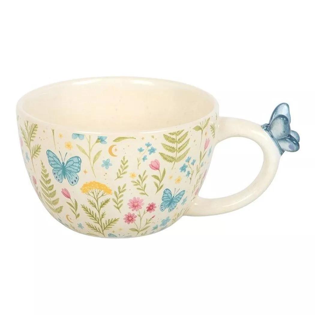 Taza con estampado floral y mariposa Luna Bloom.