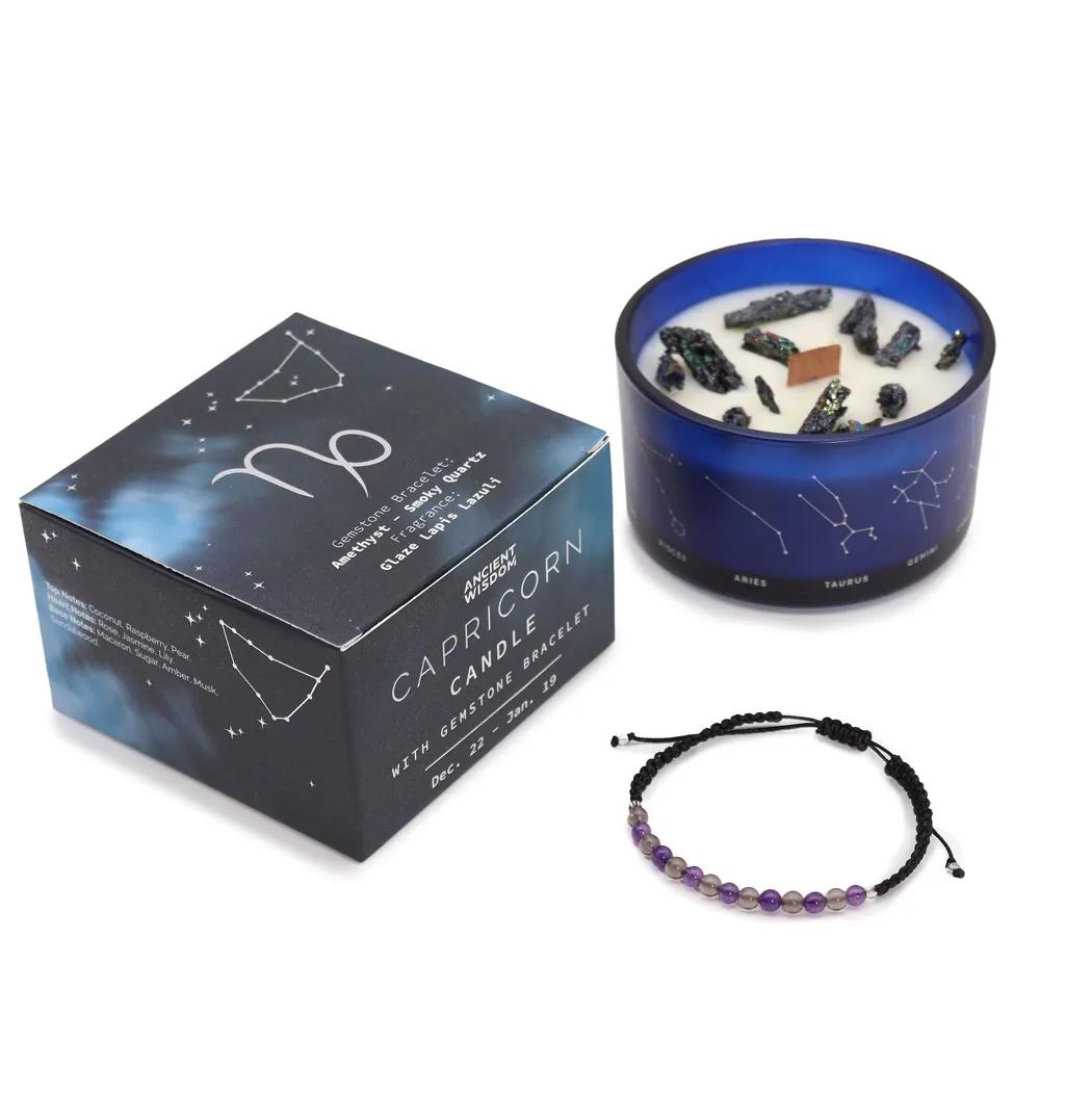 Vela del Zodíaco con Pulsera de Piedras - Capricornio