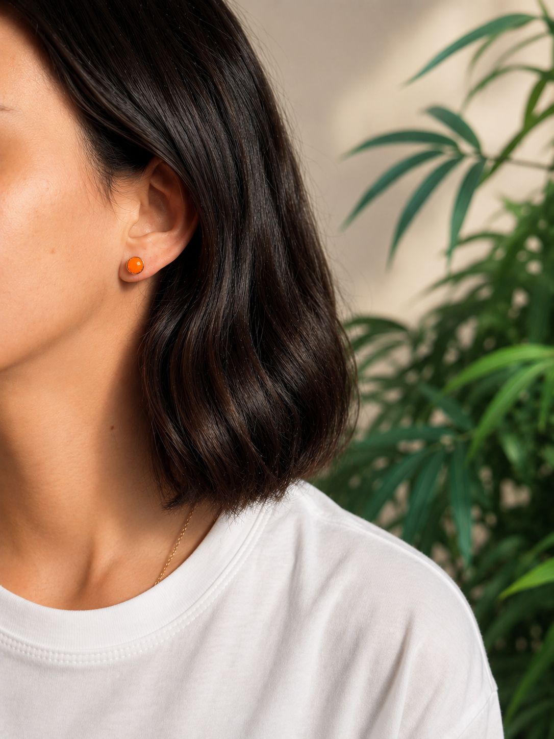 Pendientes de plata con esmalte - Azul, naranja y granate