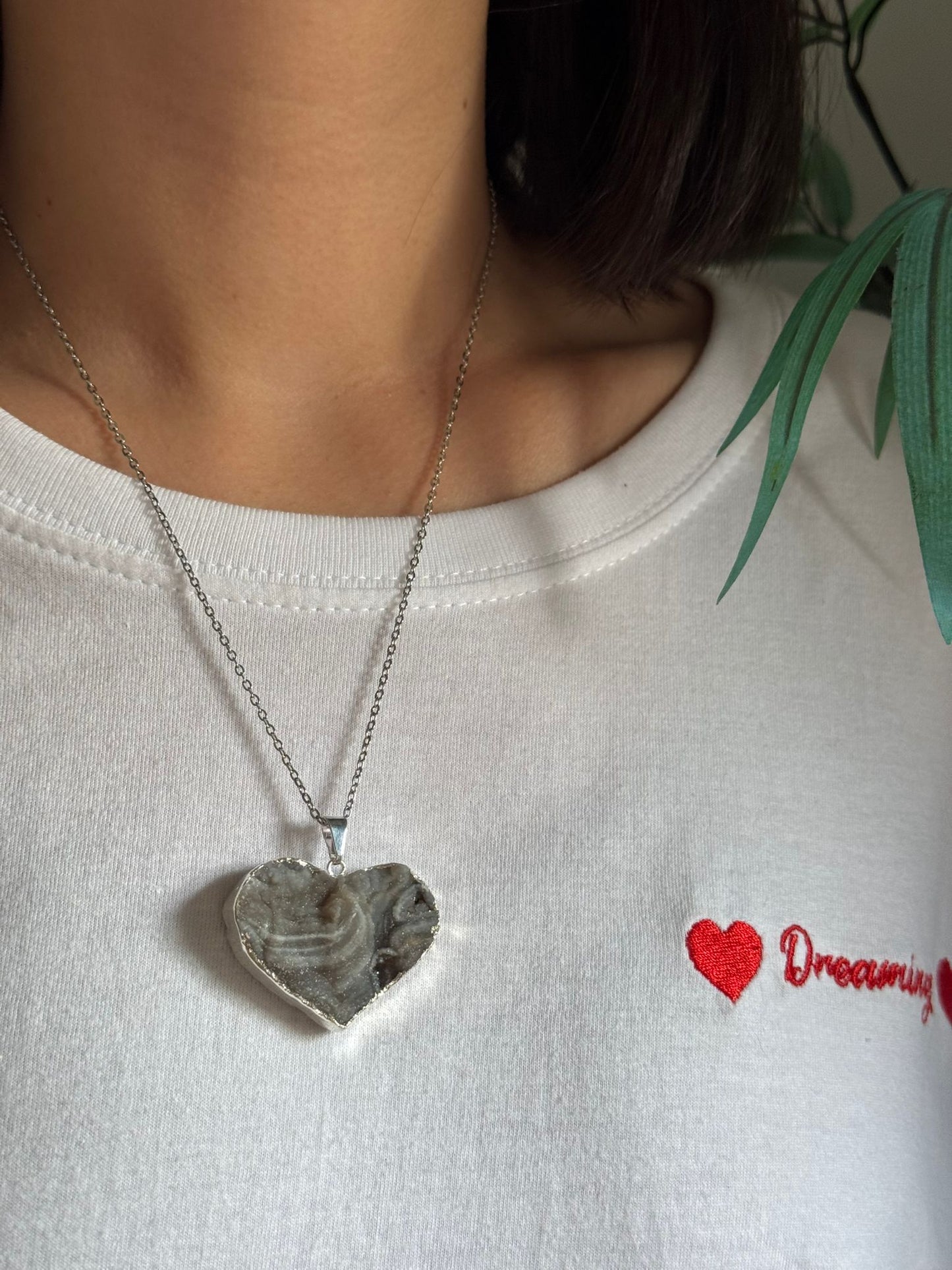 Colgante corazón de Calcedonia