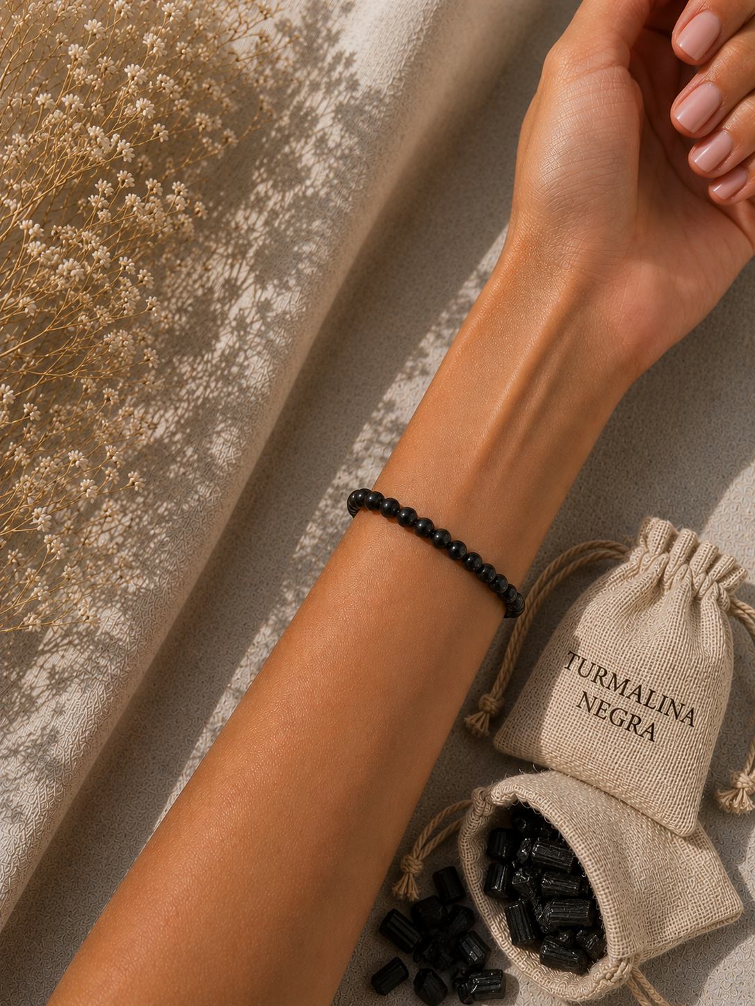 Pulsera de bolas de minerales