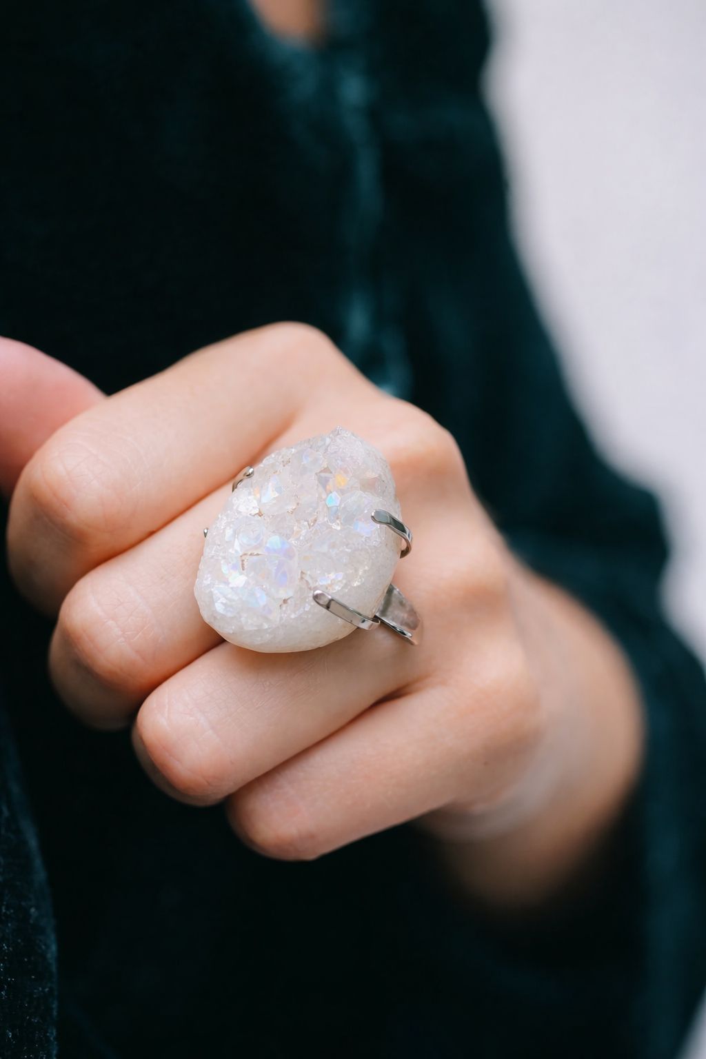 Anillo Amatista Hielo Ajustable en Acero Inoxidable