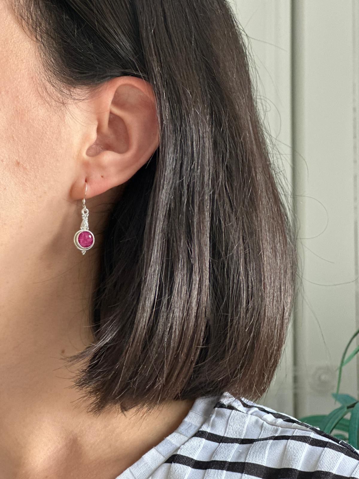 Pendientes de plata con rubí